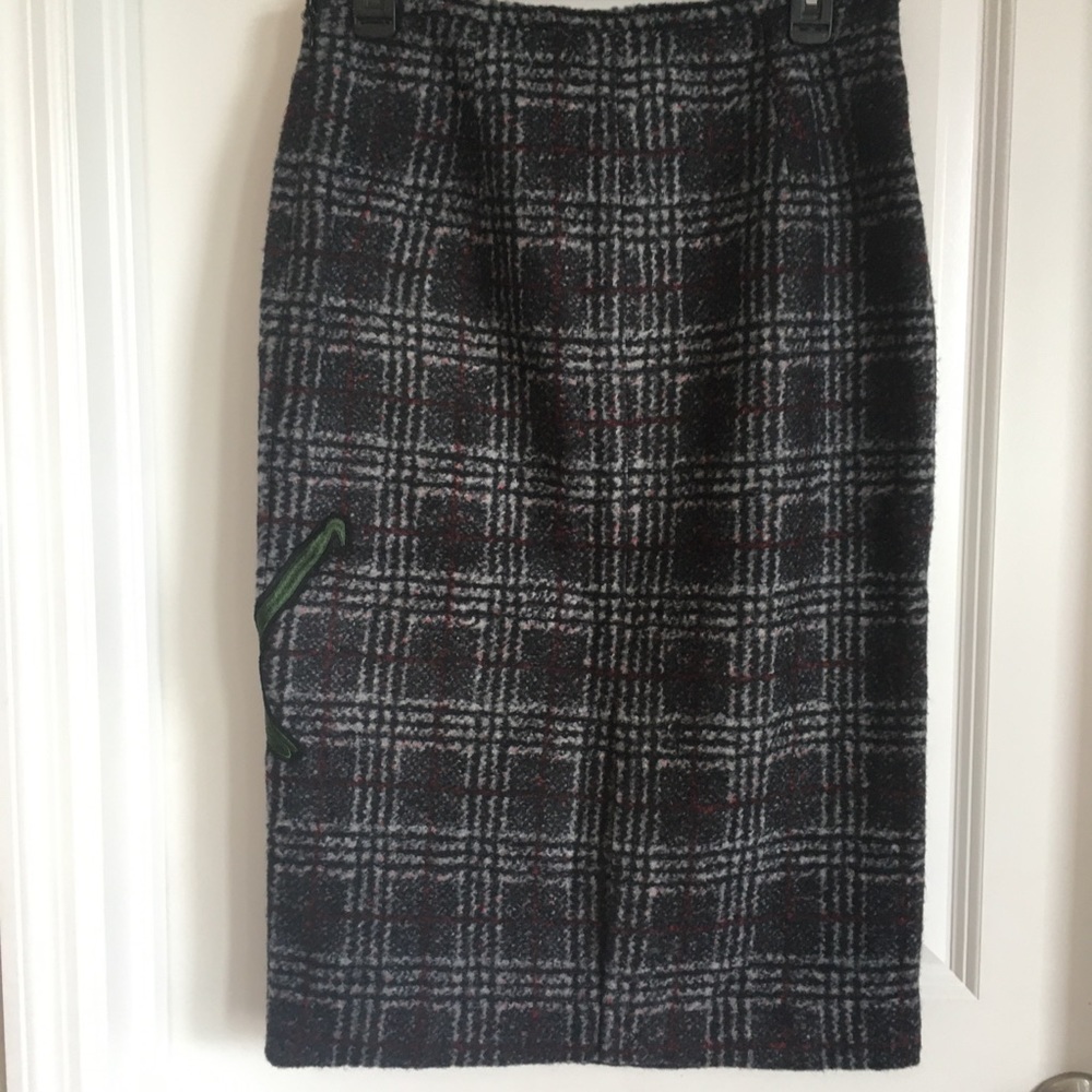 Philosophy black gray red plaid wool pencil skirt size 6 NWT - Picture 7 of 9